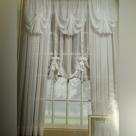 NEW Vintage Today's Curtain Stripe Sheer Ivory Panel 60W x 63L  HC International - Picture 4 of 10
